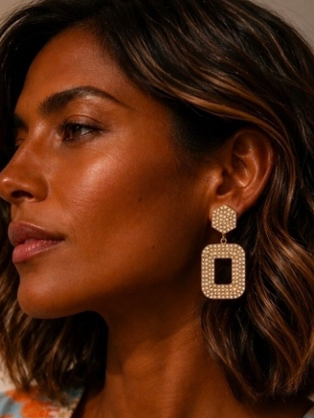Gold Tone Faux Crystal Drop Earrings — Women's Fashion Jewelry NEW